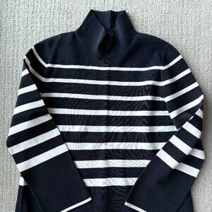 COS Navy & White Striped Mockneck Sweater